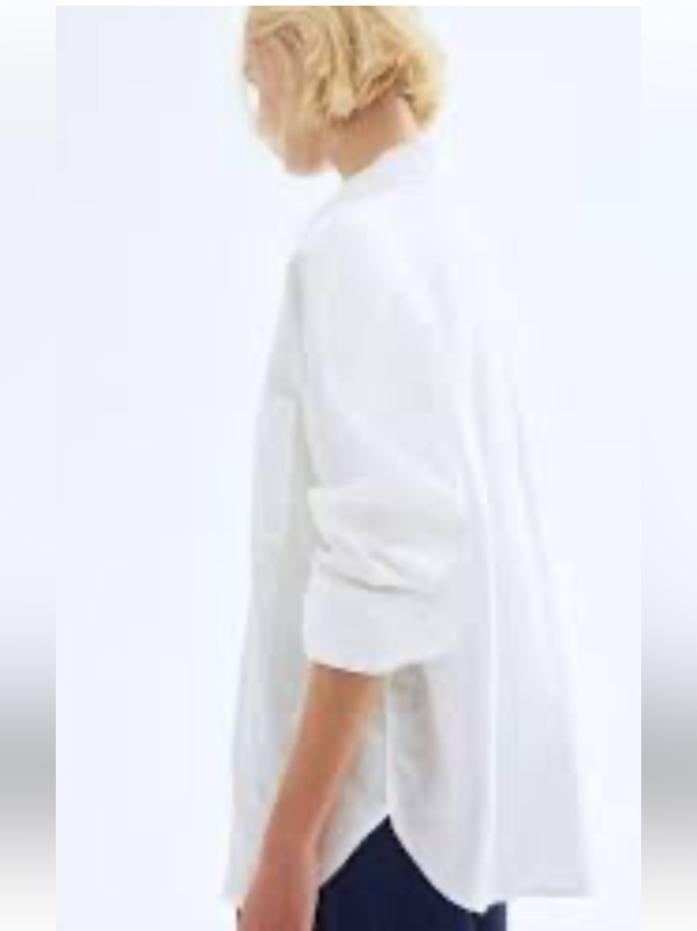 H&M LINEN-BLEND WHITE WOMENS SHIRT